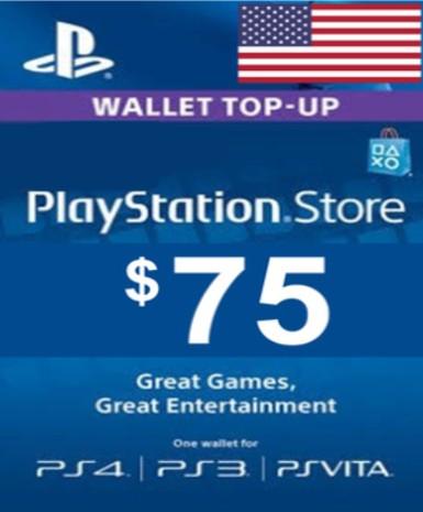 Playstation Network Card (PSN) 75 USD (US) - PSN Game - Buy Now at Best Price
