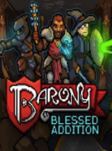 Barony game cover on Steam platform, a first-person roguelike dungeon crawler