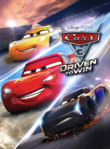 Cars 3: Driven to Win game cover for Nintendo Switch, featuring Lightning McQueen and friends in high-speed races.