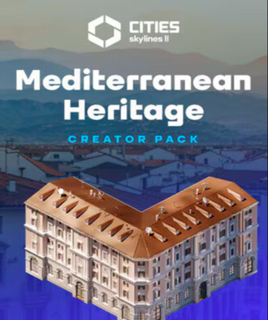 Cities: Skylines II - Mediterranean Heritage DLC on Steam, featuring Mediterranean architecture and styles.