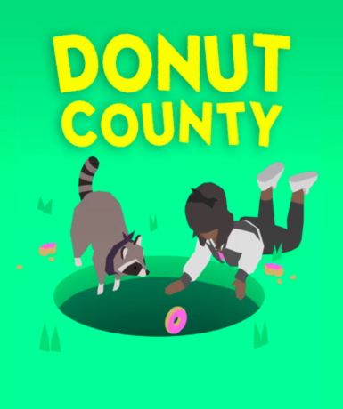 Donut County game cover available on Steam, a quirky puzzle adventure by Ben Esposito