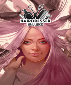 Hairdresser Simulator game cover on Steam platform, showcasing virtual hairdressing experience