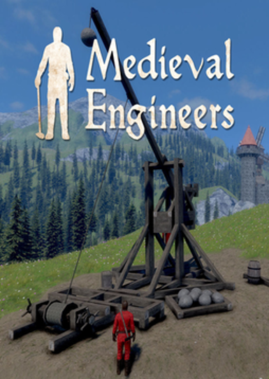 Medieval Engineers game cover available on Steam, featuring castle building and engineering
