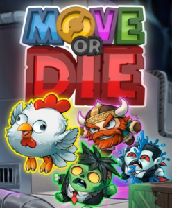 Move or Die game cover on Steam platform, a fast-paced multiplayer party game