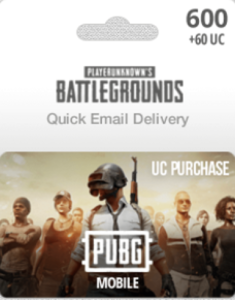 PUBG Mobile 600 + 60 UC game voucher on official website
