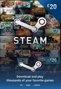 Steam Gift Card 20 GBP (UK) for Steam platform, perfect for gamers.