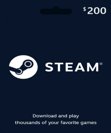 Steam Gift Card 200 USD (US) for Steam platform, perfect for gamers.