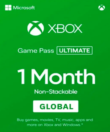 Xbox Game Pass Ultimate 1 Month subscription for Xbox Live, non-stackable in EU regions.